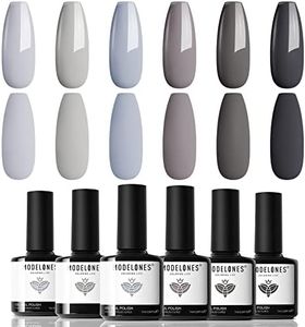 Modelones Grey Gel Nail Polish Set 6 Colors, Gray Tone Dark Cloud Stone Seal Iron Fossil Shades Collection For All Seasons Elegant Soak Off Nail Art Kit Design Soak Off Manicure Summer Gifts