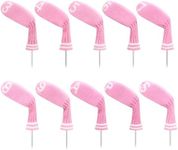 LeFeng 10pcs Knitted Golf Iron Head Covers 3-9/A/P/S Set - Lightweight and Durable Material - Multiple Patterns Golf Club Head Covers - Fit Well for Callaway Ping Taylormade Cobra Etc.(Pink)