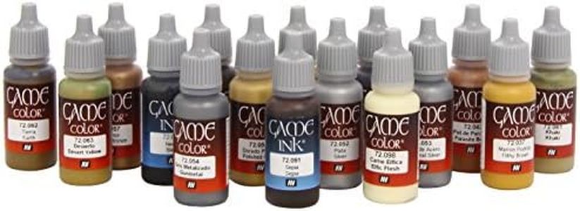 Vallejo 72291 Game Colour Leather & Metal 16 Colour Set Acrylic Paint, 17ML, Leather & Metal Set (16 Colors)
