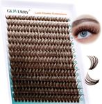 GEMERRY Brown Lash Clusters D Curl Cluster Lashes 280pcs Natural Eyelash Clusters Colored Lashes Individual Lashes DIY Lash Extensions Soft Volume Lashes Thick (80D,10-18mm)