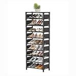 BASANIE Shoe rack 10 tiers shoe storage organiser, Sturdy space-saving shelf tall shoe racks, Up to 20-25 pairs narrow shoes rack stand for dress bedroom, bathroom, hallway,under stairs, outdoor