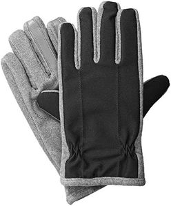 Isotoner Men's Tech Stretch smarTouch Fleece Palm Gloves, Black/Oxford Heather, MD