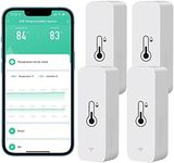 Comboss WiFi Hygrometer Thermometer Sensor, Wireless Temperature and Humidity Sensor for Indoor and Outdoor Use with Remote App Notification Alarm, Works with the Tuya SmartLife APP (4 Pack)