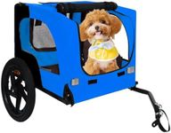 Plturdke Collapsible Dog Bike Trailer for Small & Medium Pets - 16" All-Terrain Wheels, Universal Hitch, Quick Release & Non-Slip Floor - Internal Leash, Bicycle Accessories (Blue)