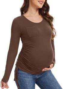 Happy Angel Maternity Shirts for Women,Long Sleeve Crew Neck Pregnancy Top