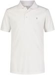 IZOD Boys' Performance Golf Grid Short Sleeve Stretch Collared Polo Shirt, White, 4