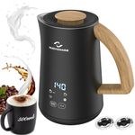 Nuovoware 4 in 1 Milk Frother and Steamer with Temperature Control Display Screen, Electric Automatic Frother for Hot Chocolate Milk, Cappuccinos, Latte, Macchiato, Black