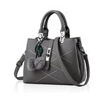 NICOLE & DORIS 2024 New Handbags for women Fashion Ladies Handbags & Shoulder Bags Designer Top Handle Bag with Pompom Grey