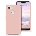 Abitku Pixel 3 XL Case Silicone, Slim Liquid Silicone Gel Rubber Shockproof Soft Microfiber Cloth Lining Cushion Compatible with Google Pixel 3 XL 6.3 inch 2018 (Pink Sand)