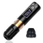 MAXSMLZT Ambition Tattoo Machine Pen Battery with RCA Adapter Portable Power Pack 1950 Mah Digital LED Display for Body Art Tattoo Pen Set Kit Permanent Makeup Pen Eyebrow Tattoo Eyeliner,Gold