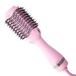 FoxyBae All-in-One Hair Styler - Ceramic Oval Barrel Blow Dryer Brush (75mm) for Drying, Curling, Volumizing & Straightening Hair [Party Pink]