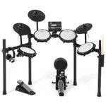 MUSTAR Electronic Drum Set, 10 Piece Electric Drum Set with 450 Sounds, Quiet Mesh Drum Pads, 2 Cymbals w/Choke, Kick Drum, 2 Pedals, Headphones, Sticks, USB MIDI (Black)