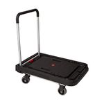 Magna Cart Easy Folding Platform Transport Hand Cart with 500 Pound Capacity, 4 Rubber 360 Degree Rotating Wheels, Telescoping 34 Inch Handle, Black