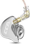 CCA CRA in Ear Monitor Headphones, Ultra-Thin Diaphragm Dynamic Driver IEM Earphones, Clear Sound & Deep Bass, Wired Earbuds with Detachable Cable for Musician Singer Audiophile(White, Without Mic)