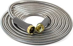 Short Stainless Steel Garden Hose 5 Ft – Lightweight Flexible Metal Garden Hose - Thorn Proof Steel Metal Water Hose with Solid Fittings for Garden, Outdoor Use (5 FT)