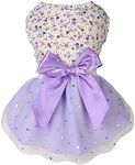 Petroom Dog Dresses for Small Dogs Cats,Cute Bowknot Vest Dress Cat Floral Outfit for Chihuahua(Pullover Purple 2XS)