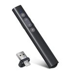 BzLine - 1 AAA Powered - Wireless Presentation Clicker and Laser Pointer | Works with Mac/Windows, Powerpoint, Google Slides | Long Range, USB & USB-C | Volume Control | Red Light