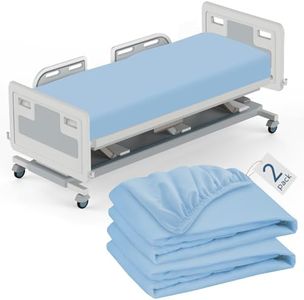 Hospital Bed Sheets Fitted 36" x 84" x 9", 2 Pack Blue Hospital Bed Sheets for Home & Hospital Care Beds, Soft Hospital Sheets with Elastic All Around