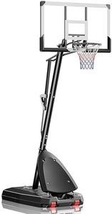 Basketball Hoop Outdoor, 4.9-10 ft Adjustable Height, Weather-Resistant Heavy Base and 45 Inch Shatterproof Backboard, Portable Basketball Hoop Goal System for Kids Teens and Adults