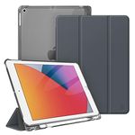 FINTIE Case Compatible with iPad 9th Generation (2021) / iPad 8th Generation (2020) / iPad 7th Generation (2019) 10.2 inch - Ultra Slim Frosted Cover w/Pencil Holder, Auto Wake/Sleep, Space Grey