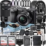 Sony Alpha a6400 Mirrorless Digital Camera (Black) with E PZ 16-50mm + E 55-210mm OSS Lens + SanDisk 128GB Memory Card + Backpack + Flash + Tripod + ZeeTech Accessory Bundle