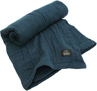 HIORIE Japanese Blanket, 8-Layered Gauze Blanket Twin Size for Bed Couch Adults Blanket, 100% Cotton, Lightweight Soft Breathable Blanket All Season, Machine Washable, Navy, Twin 58x79inches