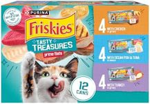 Purina Friskies Wet Cat Food Variety Pack, Tasty Treasures Prime Filets (With Ocean Fish and Tuna, With Chicken and With Turkey) - 5.5 Ounce (Pack of 12)