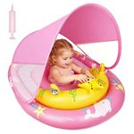 Baby Pool Float with UPF50+ Sun Canopy, Baby Swimming Float with Adjustable Safety Seat, Toddler Float for Age 6-24 Months Babies Kids Infants Children.