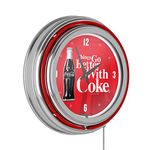 Coca-Cola Coke Chrome Double Rung Neon Clock Things Go Better with Coke Bottle Art