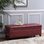 LEGACY OF COMFORT FUUBA Storage Ottoman, Storage Bench 2 Seater Sofa Upholstered Ottoman Bench with Storage, for Living (Red Leather)