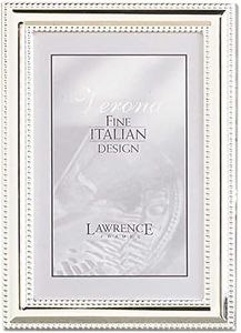 Lawrence Frames Metal Picture Frame Silver-Plate with Delicate Beading, 5 by 7-Inch