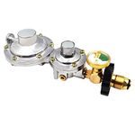 Vertical 2 Stage Propane Regulator with POL and Gauge, Two Stage Propane Regulator Standard 3/8 Female NPT Connection, Double Stage Regulator for 20-100lb Tank，Gas Grill, RV, Propane Heater