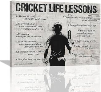 Gyeong Cricket Sports Wall Art Cricket Life Lessons Wall Decor Cricket Sign Retro Poster Boy Men Room Motivational Decorations Canvas Print Painting Artwork for Bedroom Bathroom Living Room 16"x12"