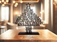 Incredible Gifts India Wooden Christmas Tree with Bible Verse for Christmas Eve Decorations (12x10 Inches)