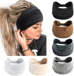 QISANKEE Wide Headbands For Women,Headband Women's Hair Bands, Non Slip Soft Elastic Stretch Headband Boho Hair Band Turban Workout Hairband Girls Accessories 6 Pack