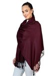 World of Shawls Pashmina Style All Seasons Handcrafted Wrap Shawl Stole Scarf (Burgundy)