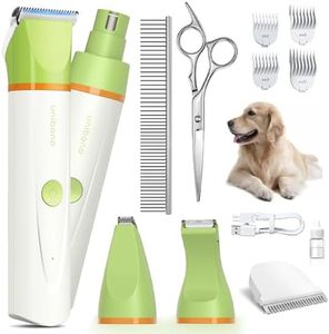 Dog Clippers Grooming Kit Upgraded, unibono Heavy Duty Rechargeable Low Noise Paw Trimmer Quiet IPx7 Electric Home Pet Hair Shaver for Dogs Cats and Other Pets
