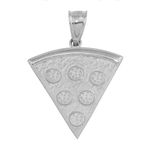 Textured Sterling Silver Slice of Pizza Pie Charm Pendant