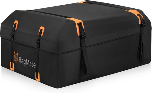 BAGMATE Waterproof Car Roof Bag – 19 Cu Ft Cargo Carrier with Mat & Hooks