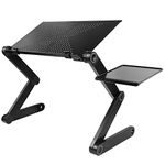 Folding Laptop Stand Standing Desk Converter Laptop Bed Table Riser Tray Holder for Couch Sofa Lapdesk Laptray Height Adjustable Portable with Legs Mouse Pad Black