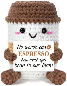 Positive Thank You Coffee Cup Crochet - Handmade Gifts for Boss/Coworkers with Card, Emotional Thank You Gift for Women/Men, Stocking Stuffers Coffee Lover Presents for Women Boss/Coworkers