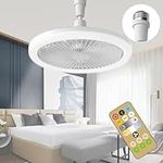 ghicc Ceiling Fan with Lights，Small Socket Fan with Remote，10-inch Bladeless Fans Dimmable LED Lights (White