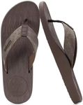 KuaiLu Mens Flip Flops Arch Support Orthotic Orthopedic Plantar Fasciitis Comfortable Waterproof Open Toe Summer Beach Leather Thong Sandals Cushion Slip on Slippers Brown Size 9