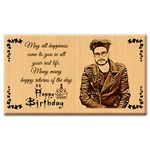 GFTBX 'Happy Birthday' Personalized Engraved Rectangular Wooden Photo Plaque gift for boys (7 x 4 inches, Brown)