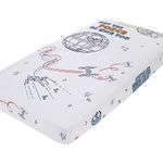 Star Wars May The Force Be with You White, Blue, and Gold Millennium Falcon and Death Star Photo Op Nursery Fitted Crib Sheet