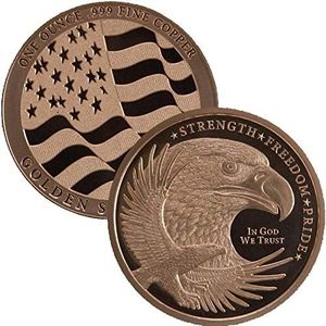 1 oz .999 Pure Copper Round/Challenge Coin (Eagle Strength-Freedom-Pride)