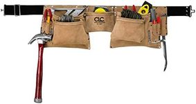 Custom LeathercraftI427X Heavy Duty Contractor-Grade Suede Leather Work Apron, 2 Steel Hammer Loops, 12 Pockets, Tan , Brown