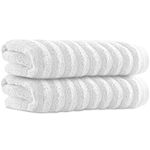 Towelogy Bamboo Hand Towels 2-Pack 50x80 cm Premium Quality Soft and Absorbent Towels for Hotel Spa Bathroom | OEKO-TEX CERTIFIED (2, White)