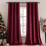 MIULEE 2 Panels Velvet Curtains Solid Soft Grommet Burgundy Curtains Thermal Soundproof Blockout Room Darkening Curtains/Drapes/Panels for Living Room Bedroom 52 x 72 Inch