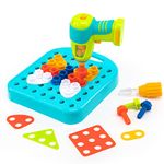 Learning Resources Design and Drill Shapes Workshop, 73-Piece with Electric Toy Drill, STEM Toy, Boys and Girls Ages 3+